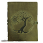 Leather Journal for women and men embossed 8 x 6 inch Handmade Lined craft paper tree of life sun and moon notebook writing notepad book of shadows journal (Green)