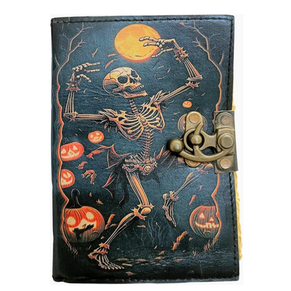 Book of Spell Leather Journal  Halloween Decorations Decor, Grimoire Printed Diary  Christmas Gift for Men & Women (The Spooky One)