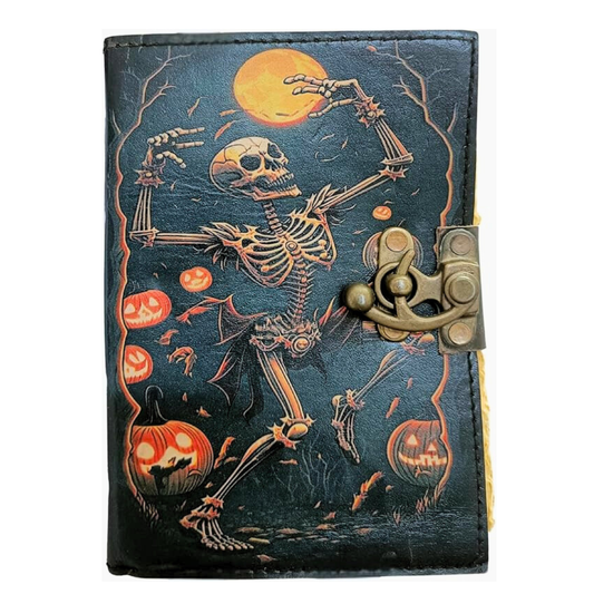 Book of Spell Leather Journal  Halloween Decorations Decor, Grimoire Printed Diary  Christmas Gift for Men & Women (The Spooky One)