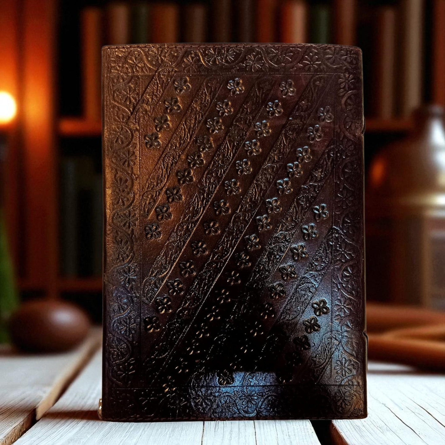 Leather Book of Shadows Journal, Supernatural Notebook with Chakra Gem Stones Healing Crystals