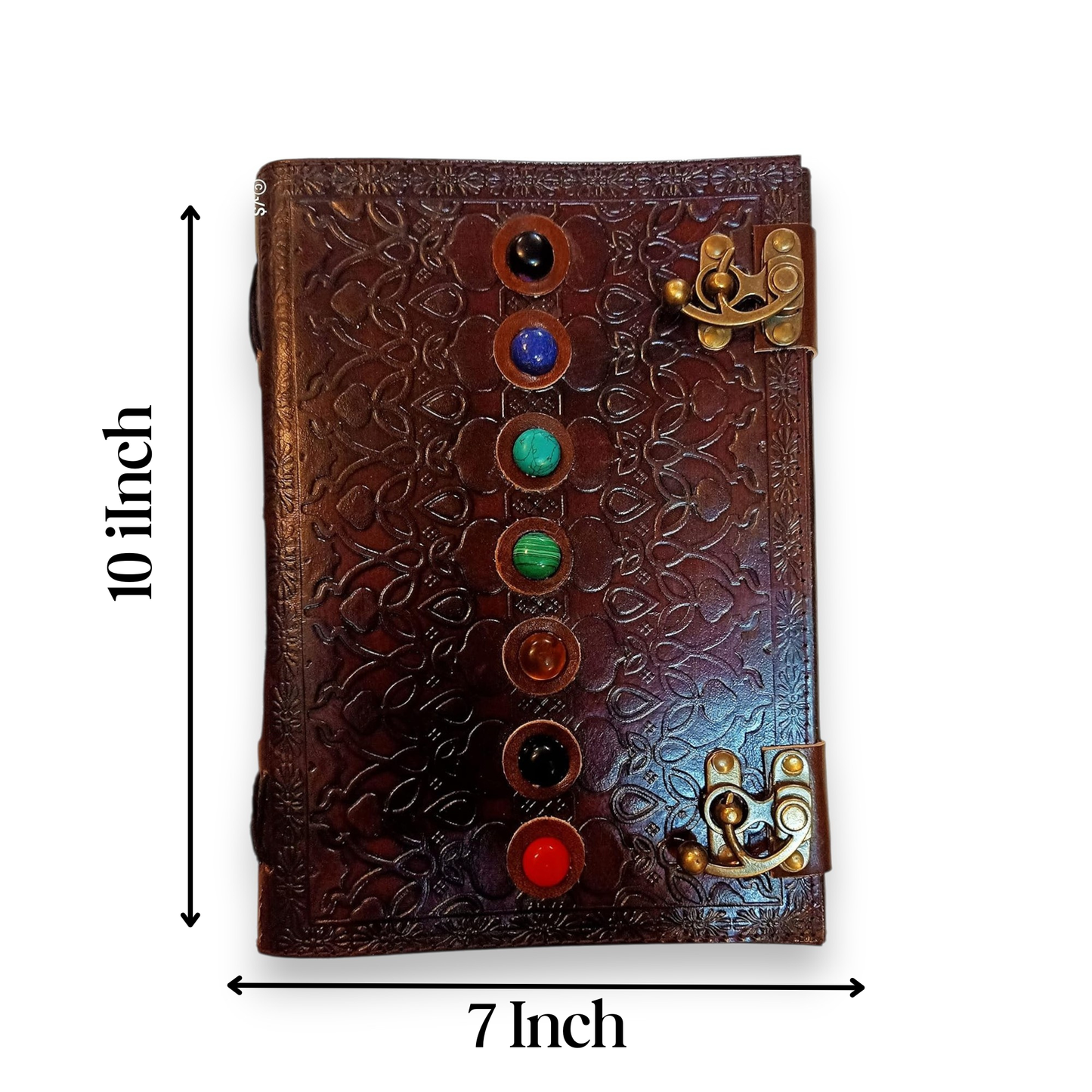 Leather Book of Shadows Journal, Supernatural Notebook with Chakra Gem Stones Healing Crystals
