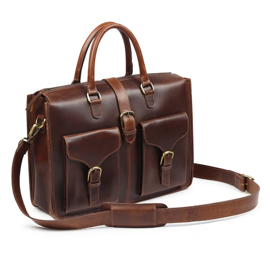 The Prastara Garrison Leather Laptop Messenger Bag