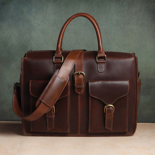 The Prastara Garrison Leather Laptop Messenger Bag