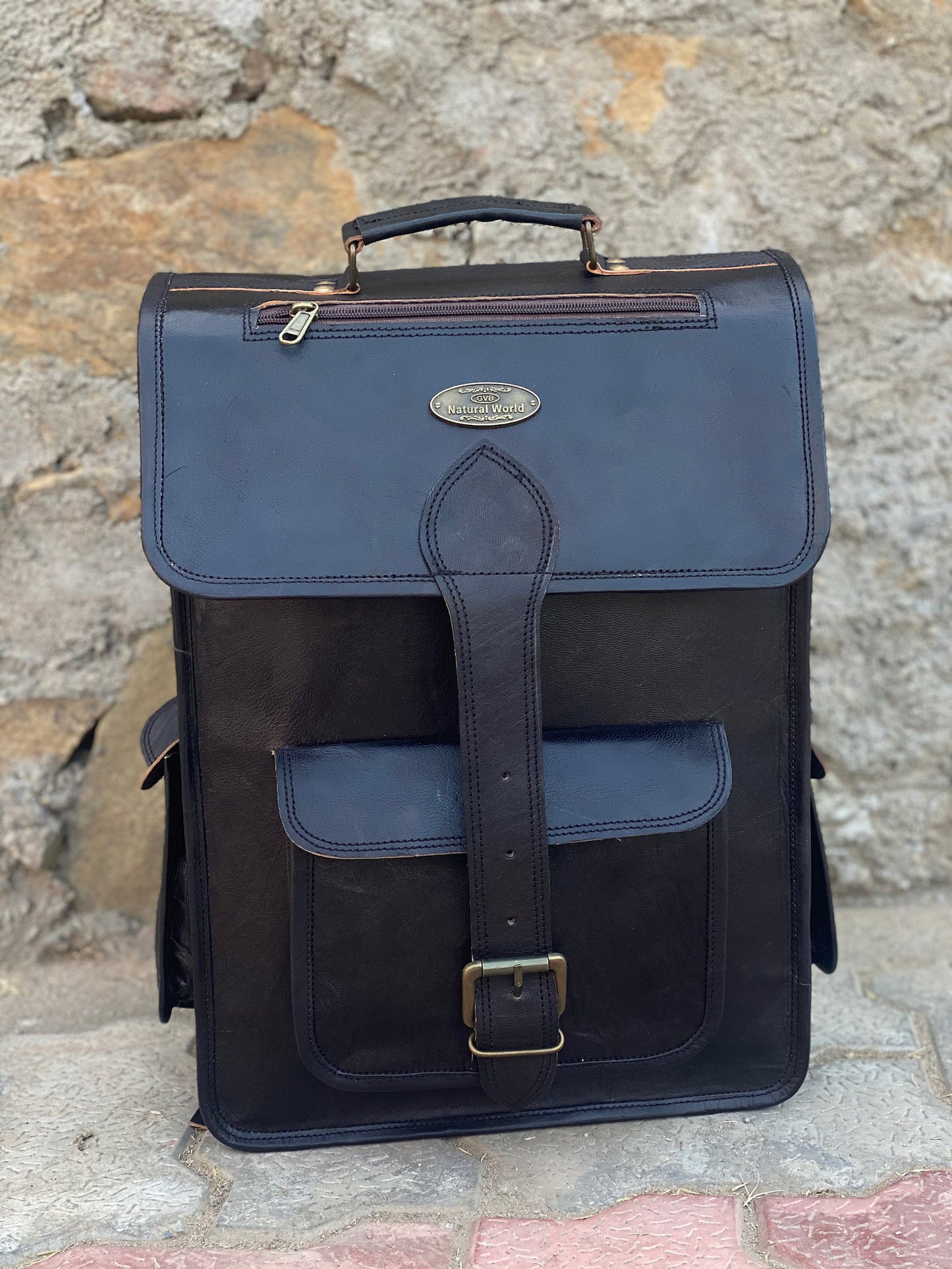 The Prastara Leather Goat genuine leather Men's Backpack