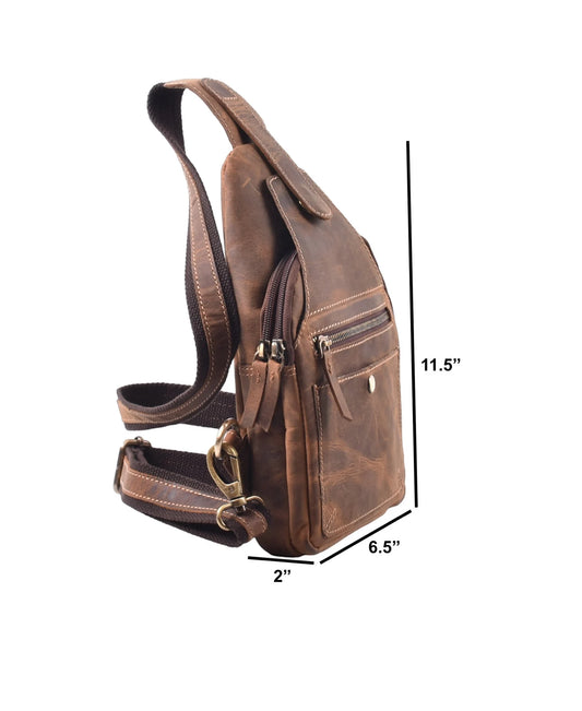 The Prastara Genuine Full-Grain Leather Sling/Cross Body Purse Handmade