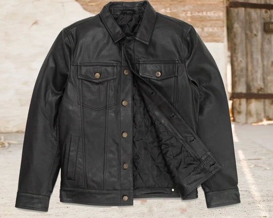 The Prastara Men's Black Lambskin Leather Jacket