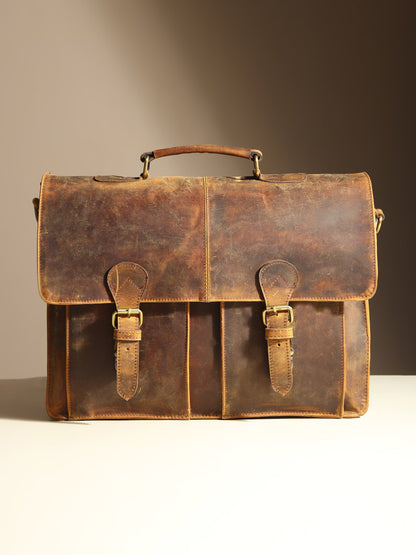 The Prastara Handmade Full-Grain Leather Laptop Bag