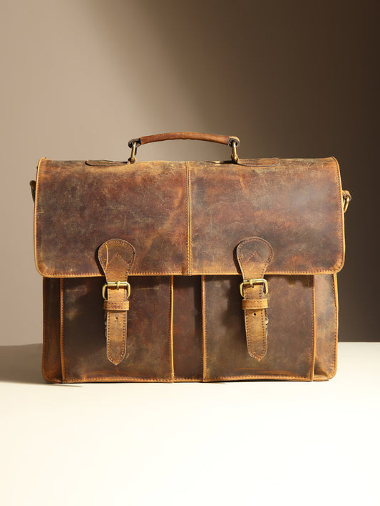 The Prastara Handmade Full-Grain Leather Laptop Bag