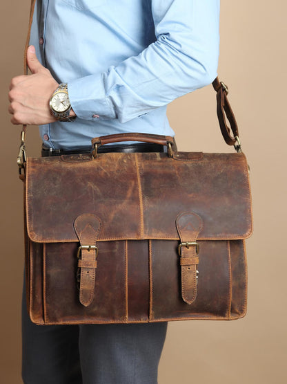 The Prastara Handmade Full-Grain Leather Laptop Bag