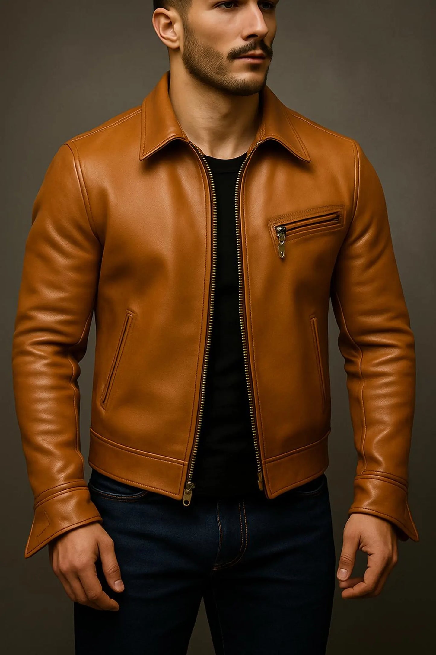 The Prastara Men’s Sheepskin Leather Jacket
