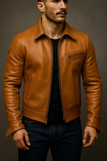 The Prastara Men’s Sheepskin Leather Jacket