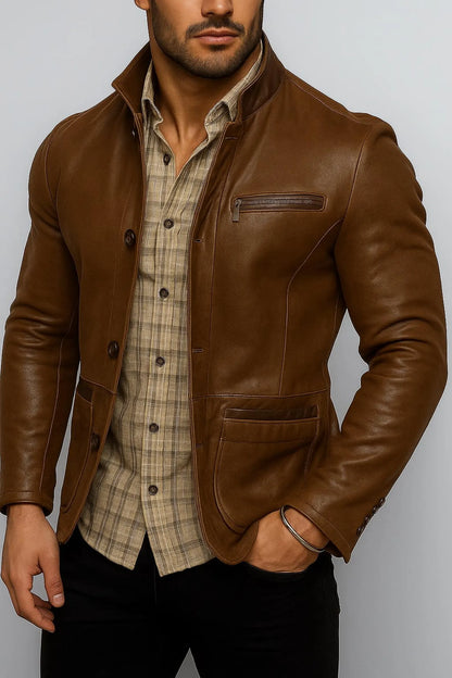 The Prastara Men's Italian Leather Blazer