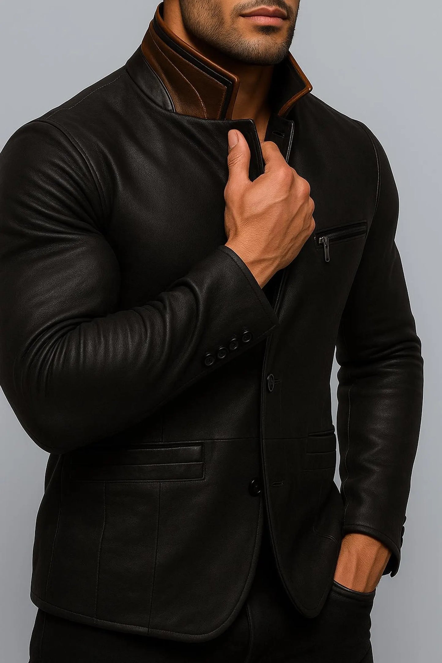 The Prastara Men's Italian Leather Blazer