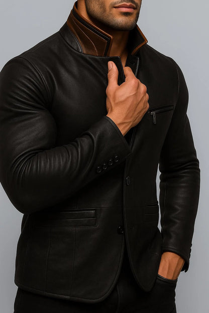 The Prastara Men's Italian Leather Blazer