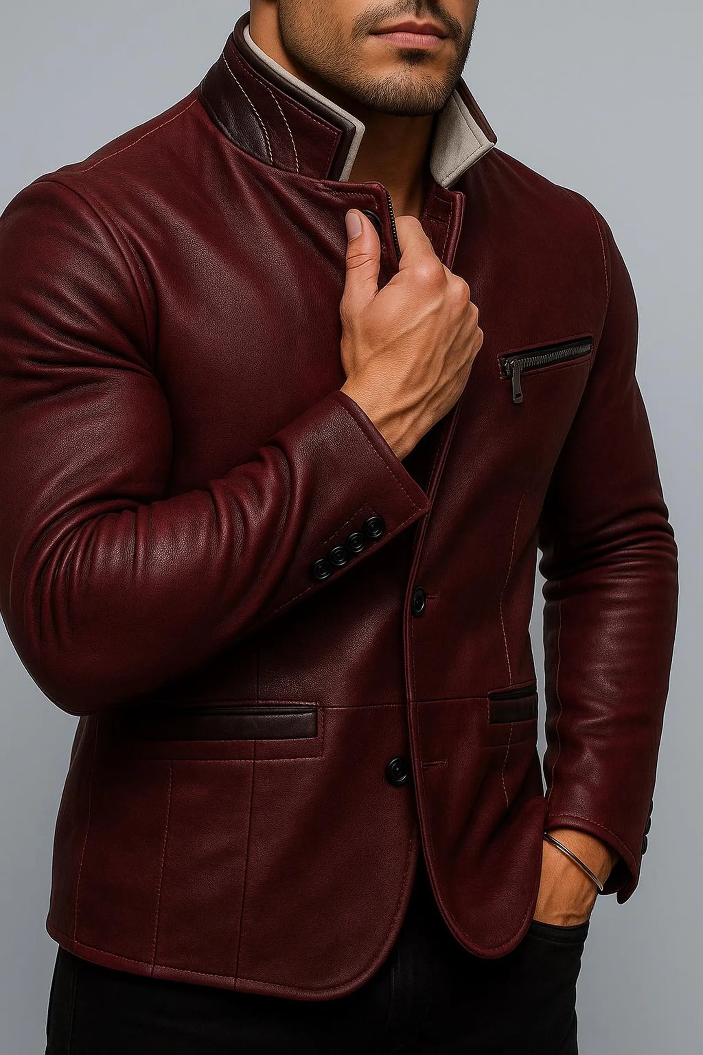 The Prastara Men's Italian Leather Blazer