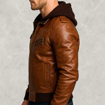 The Prastara Brown Leather Jacket