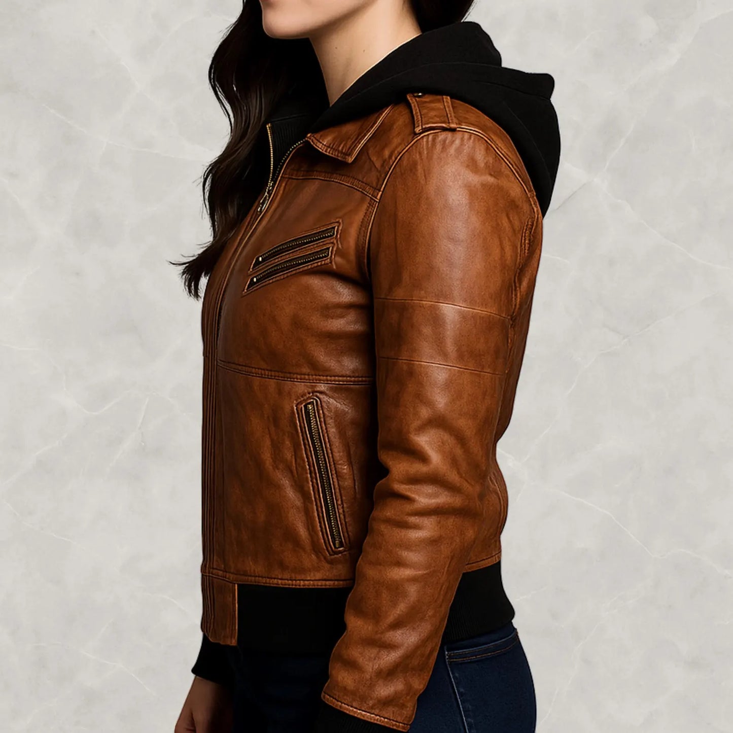 The Prastara Brown Leather Jacket