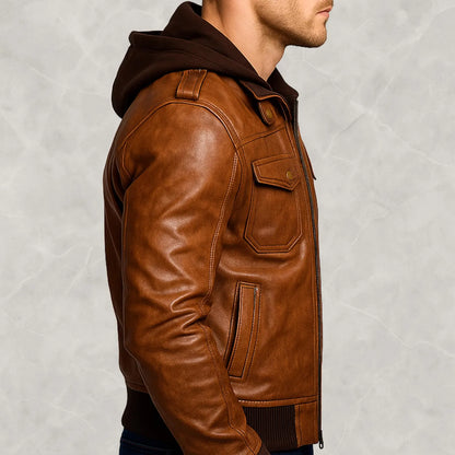 The Prastara Brown Leather Jacket