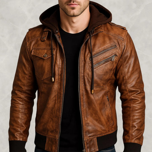 The Prastara Brown Leather Jacket