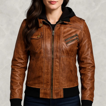 The Prastara Brown Leather Jacket