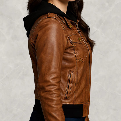 The Prastara Brown Leather Jacket