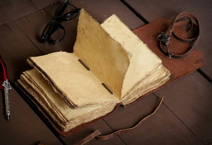 Blank Spell Book of Shadows Journal with Key & strap Lock  Vintage Handmade Leather