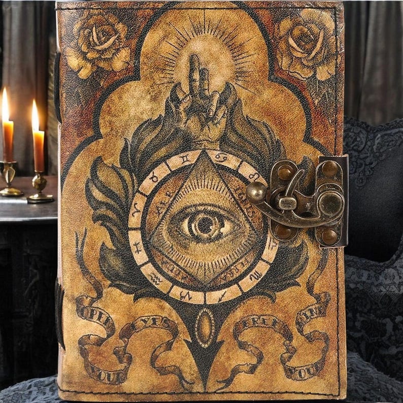 Prastara - Metal Lock third Eye UV Printed Design 7X5" Handcrafted Leather Journal/Diary 200 Pages | 100% Genuine Leather