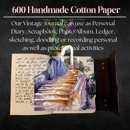 Leather Book of Shadows Journal, Supernatural Notebook with Chakra Gem Stones Healing Crystals