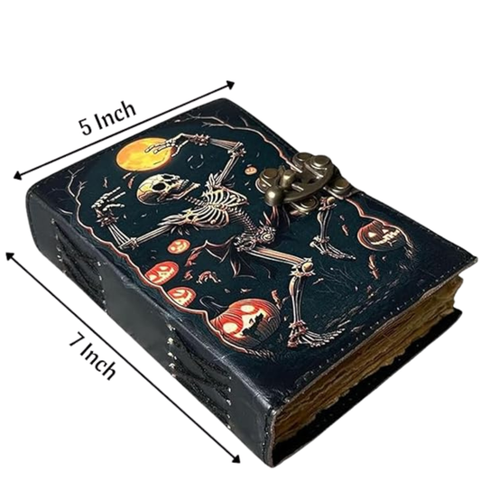 Book of Spell Leather Journal  Halloween Decorations Decor, Grimoire Printed Diary  Christmas Gift for Men & Women (The Spooky One)
