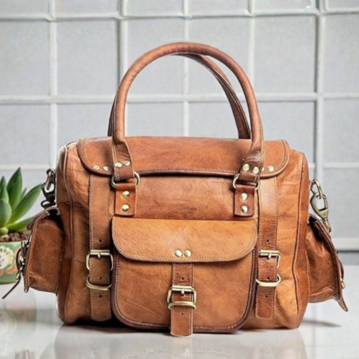 Leather Office travel Messenger Bag
