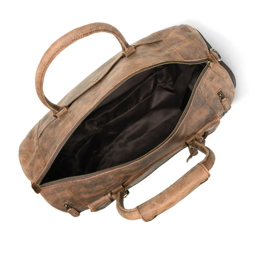 The Prastara Oversized Dark Brown Weekender Leather Duffle Bag