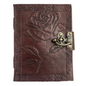 Handmade Leather Bound Journal Vintage Writing Notebook For Women and Men with Lock & Engraved Rose